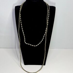 Napier Vintage Silver Tone Beaded Necklace Set Round and Oval Rice Beads